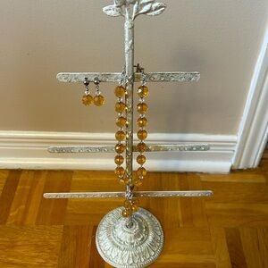 Elegant Citrine & Quartz Jewelry Set with Earrings